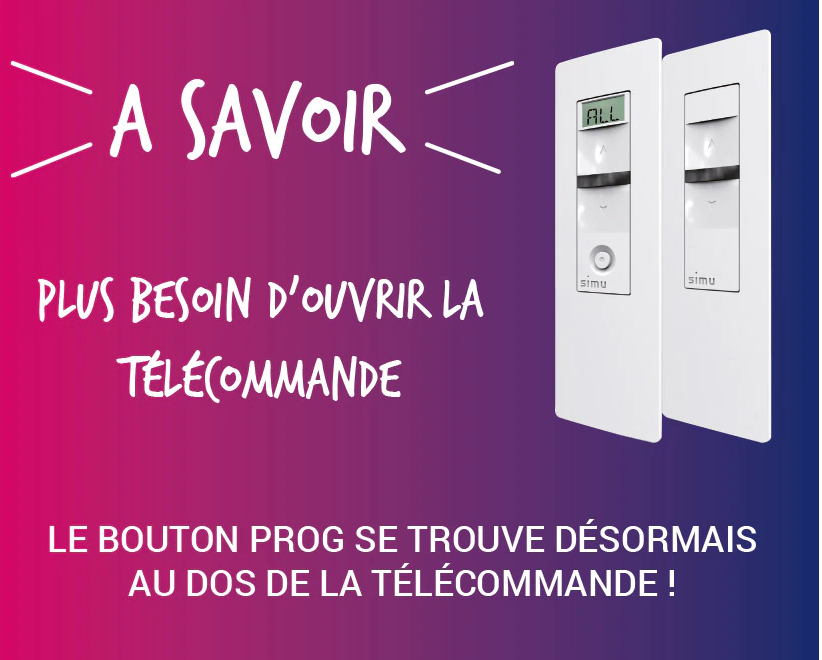 Nouveaut sur les tlcommande SIMU : Le bouton PROG change de place 