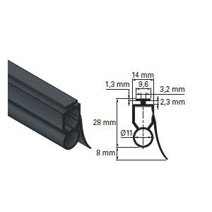 Profilé caoutchouc  composant pour lames hauteur  maxi 75 mm